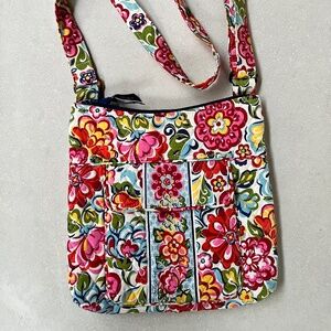 Vera Bradley Floral Pattern Zipper Shoulder Bag